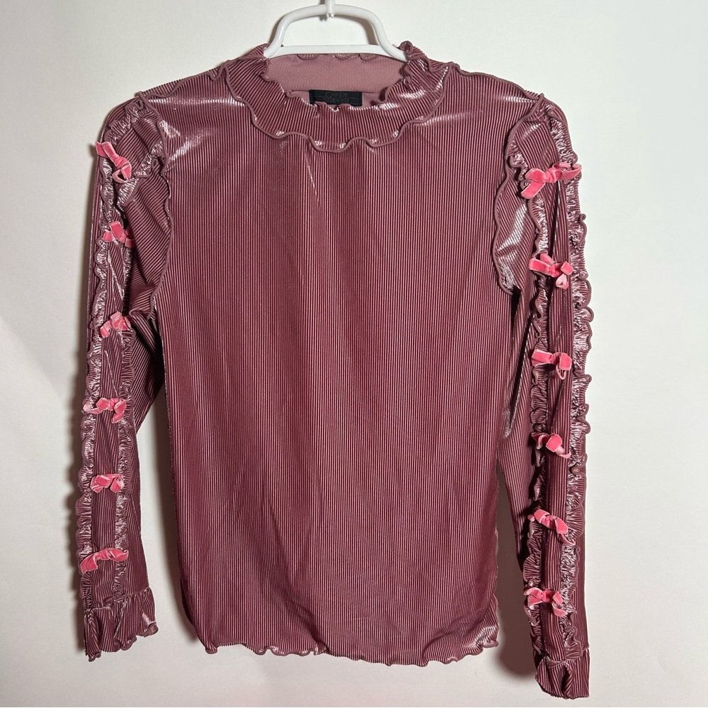 🩷🎀🩷 Mauve pink dolly ruffle velour top by Japanese label Candy Stripper
